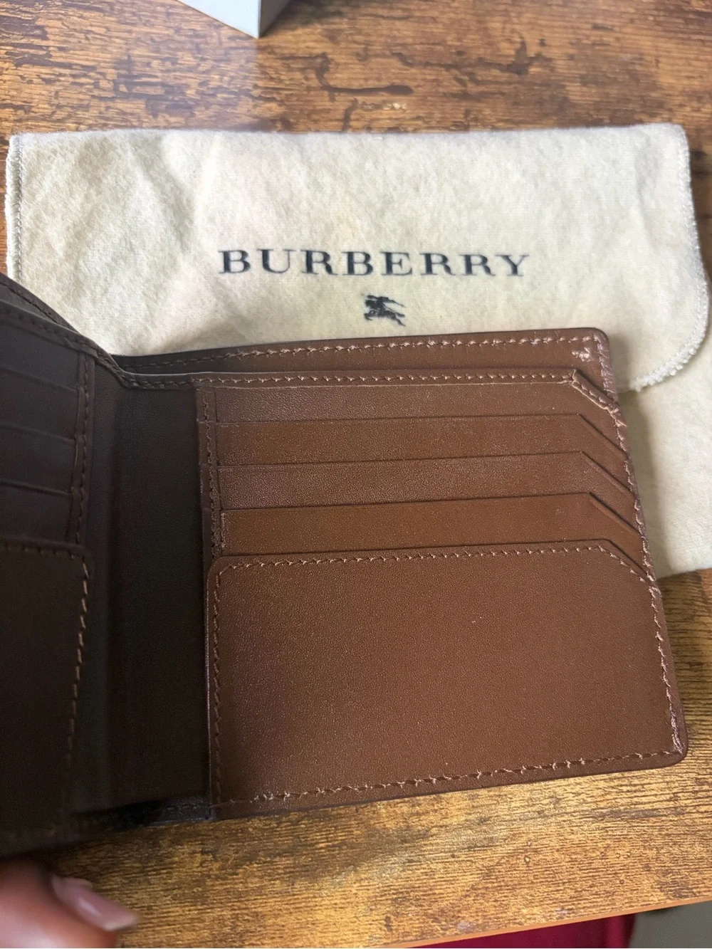 Burberry Men’s Two-Tone Brown Leather Card Holder Wallet